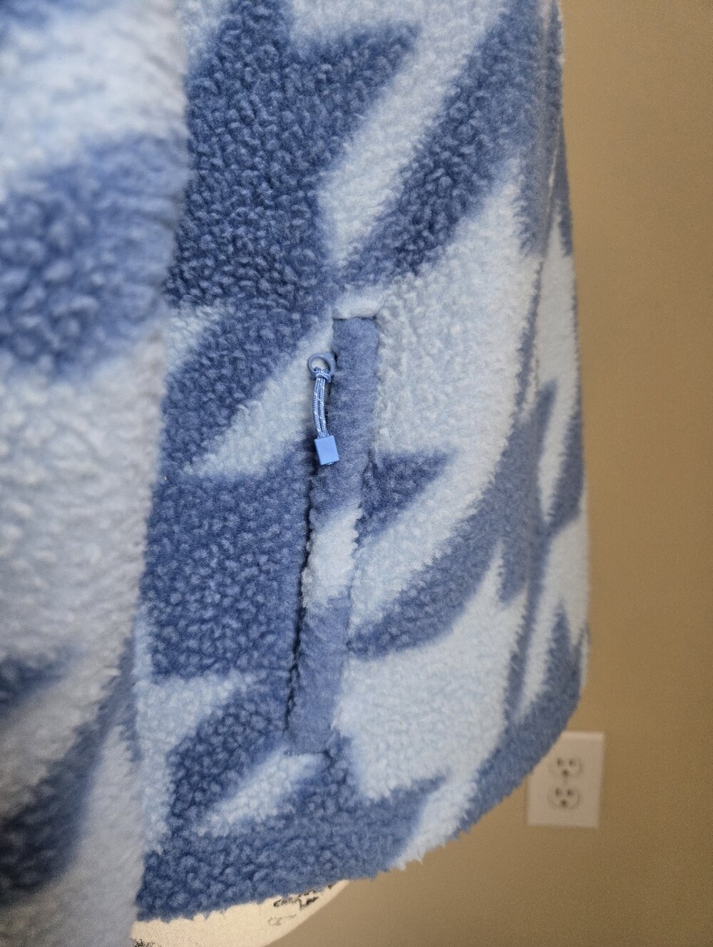Rhoback Rivanna Fleece Pullover Womens S Blue Houndstooth Crop - Picture 3 of 10